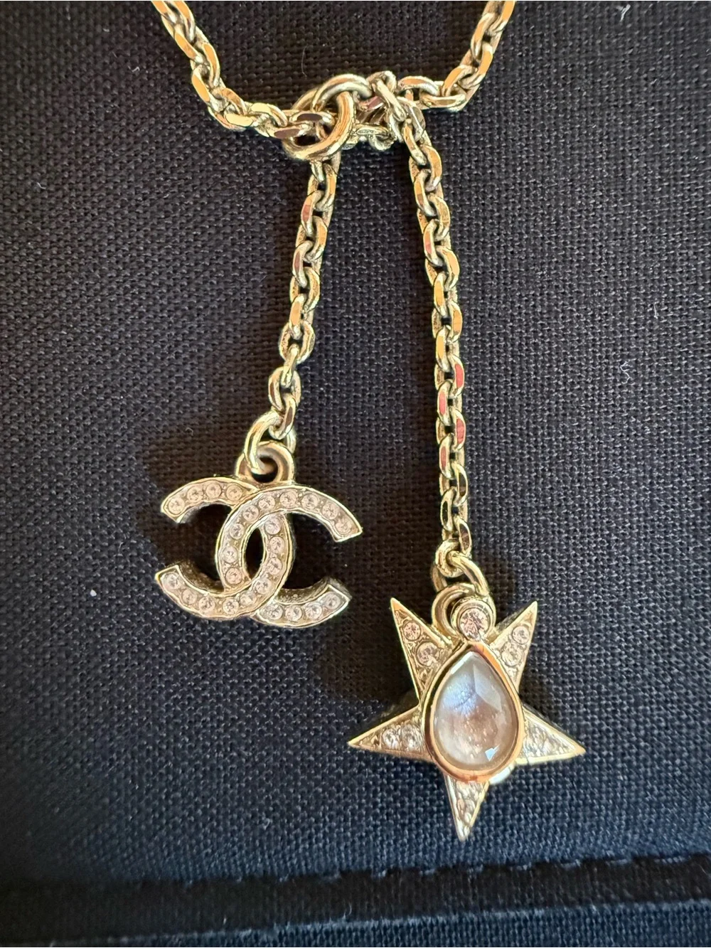 CHANEL Gold CC Logo & Star Charm Necklace